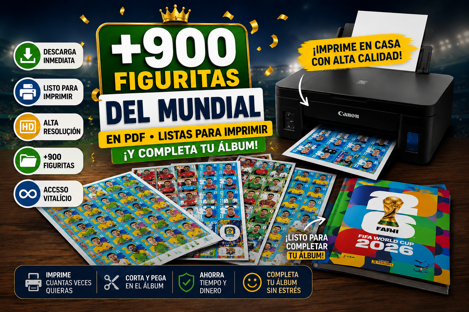 +900 Cromos del Mundial en PDF — listos para imprimir y completar tu álbum